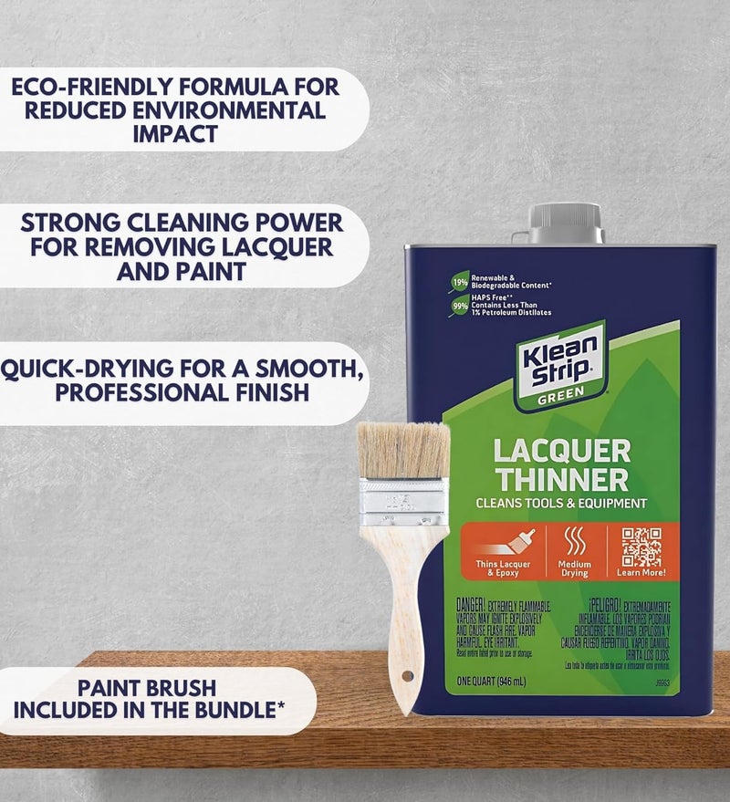 GROVE Klean Strip Paint Thinner - Klean Strip Green Lacquer Thinner for Tools & Equipment - Thinner Liquid for Lacquer & Epoxy - Medium Drying Rate, Leveling Thinner - Dependable for Pro's & DIY'ers 1qt - Image 2